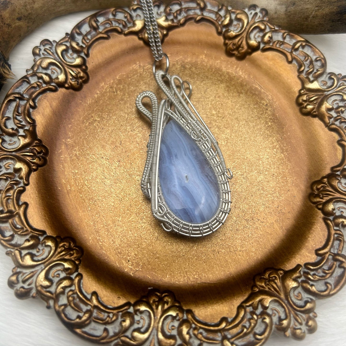 Sterling Silver Blue Lace Agate Pendant