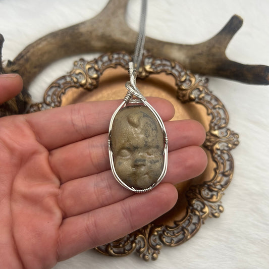 Sterling Silver Baby Doll Head Pendant